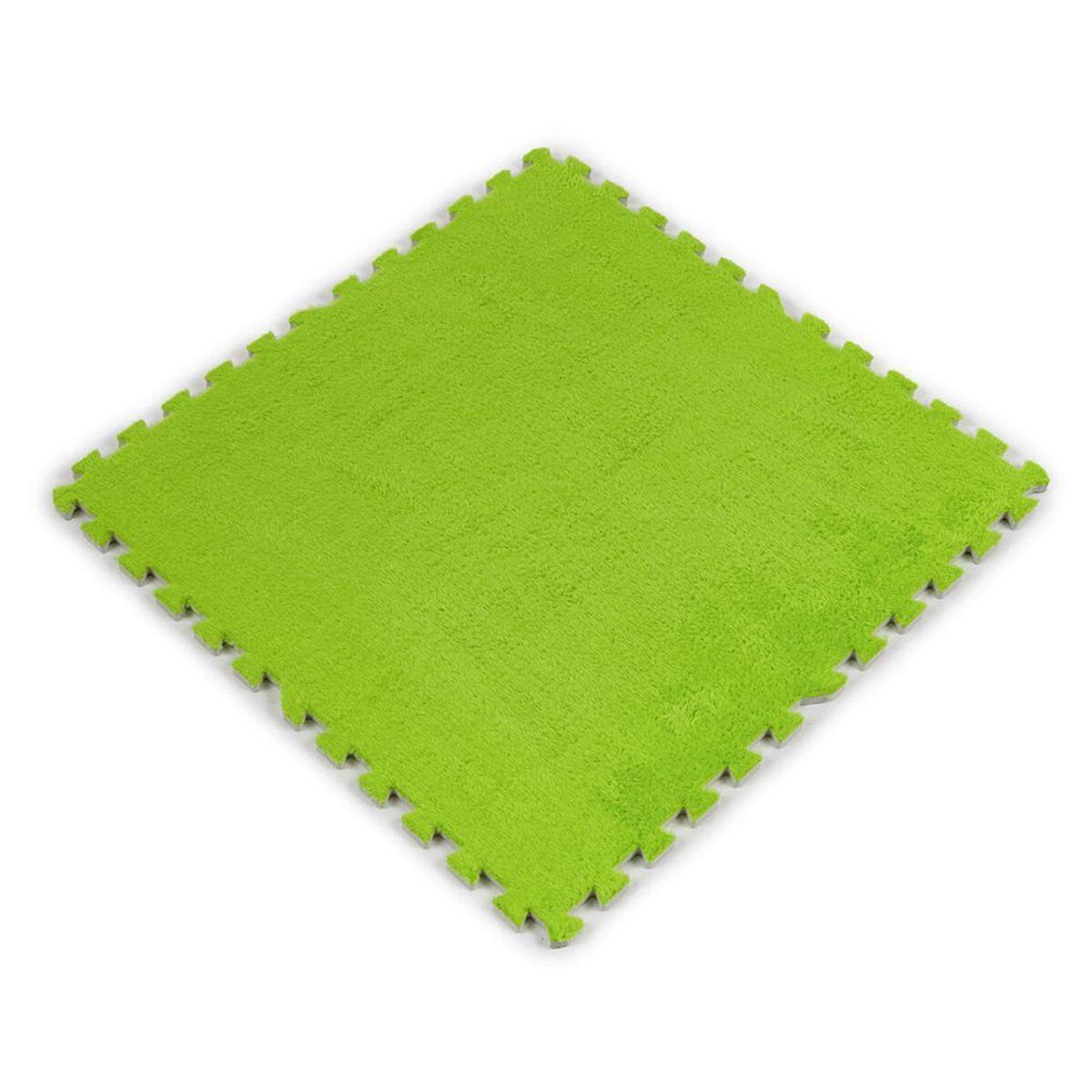 Плюшеві підлогові пазли 600х600мм 10 мм EVA м'який ворс теплоізоляція, Дитячий килимок Салатовий 0.36м2, фото 1