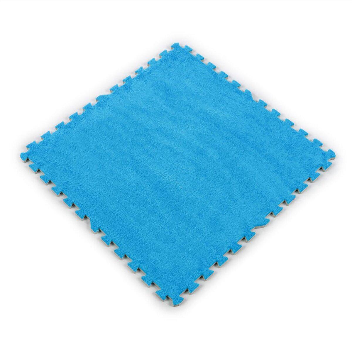 Плюшеві підлогові пазли 600х600 10 мм EVA м'який ворс Блакитний у будинку, Підлогові пазли 600х600 для дитячої 10 мм, фото 1