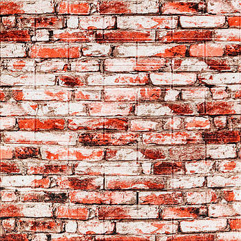 Декоративна панель 3D 700х770х4мм Спінений поліпропілен Самоклейна Лист, Панелі під цеглу Червоно-білий