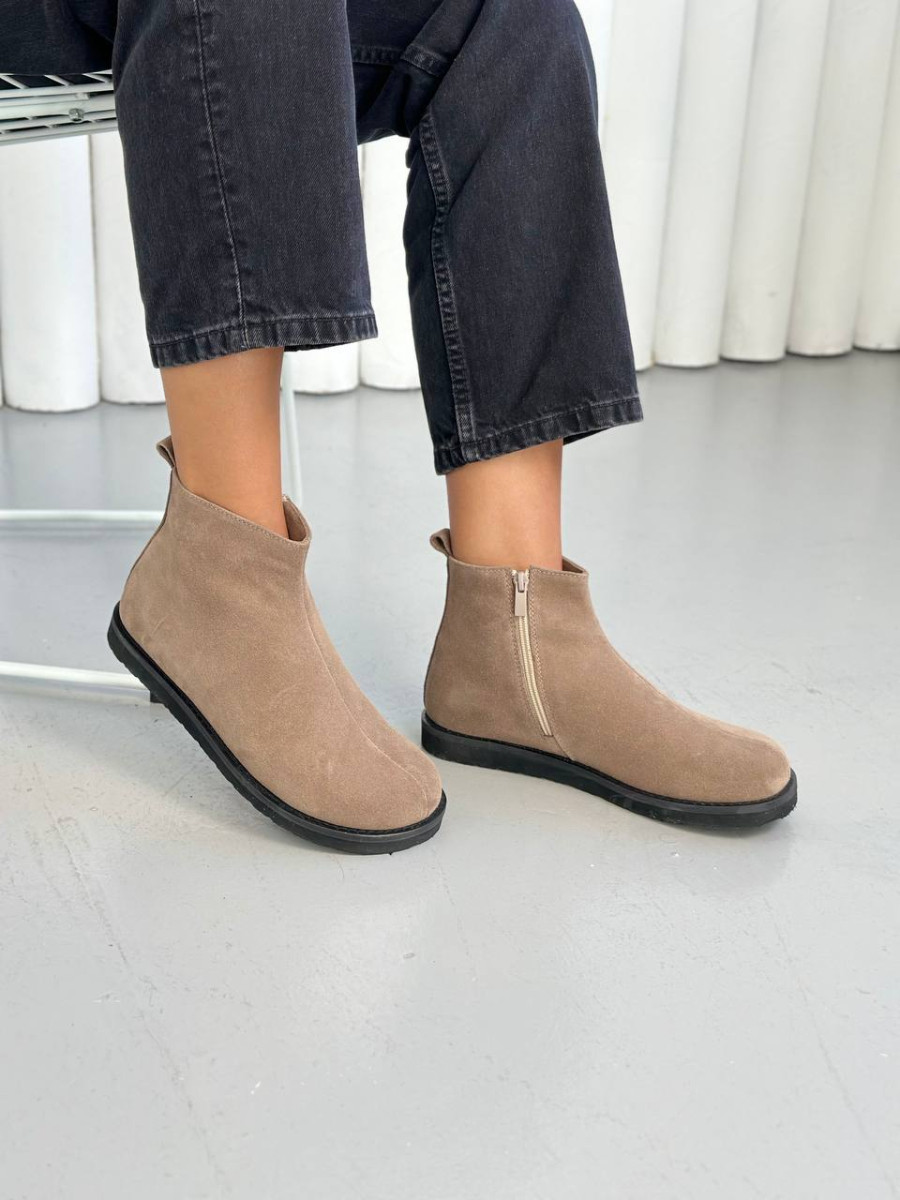 Черевики жіночі замшеві кольору какао демісезонні, фото 1