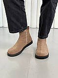 Черевики жіночі замшеві кольору какао демісезонні, фото 3