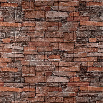 Самоклейна панель 700x770x5мм Пористий поліпропілен Червона цегла, Декоративні панелі під цеглу 700x770