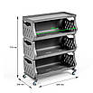 Стелаж металевий 3 полиці 60х30х77 см з перфорованими стінками, Стелаж на колесах із фіксаторами, фото 3
