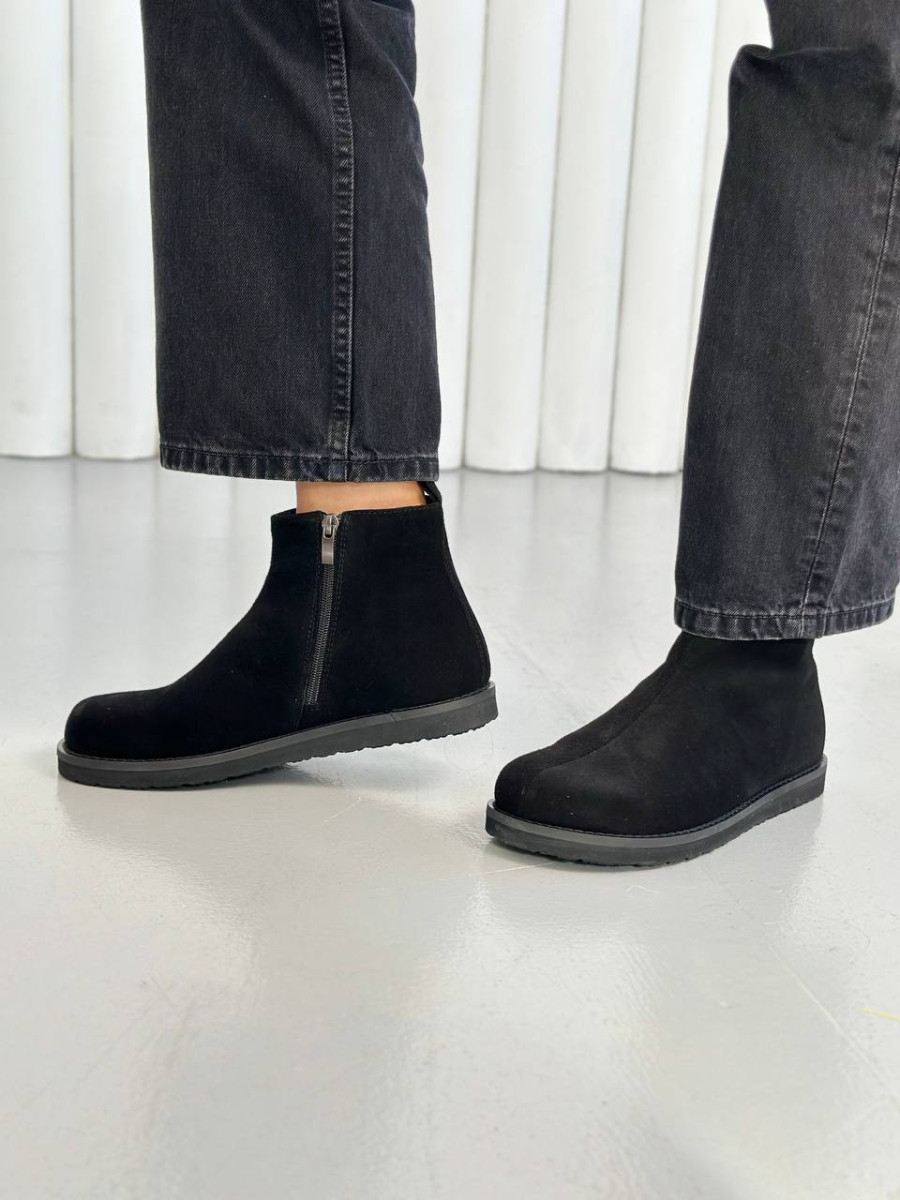 Черевики жіночі замшеві чорні демісезонні, фото 1