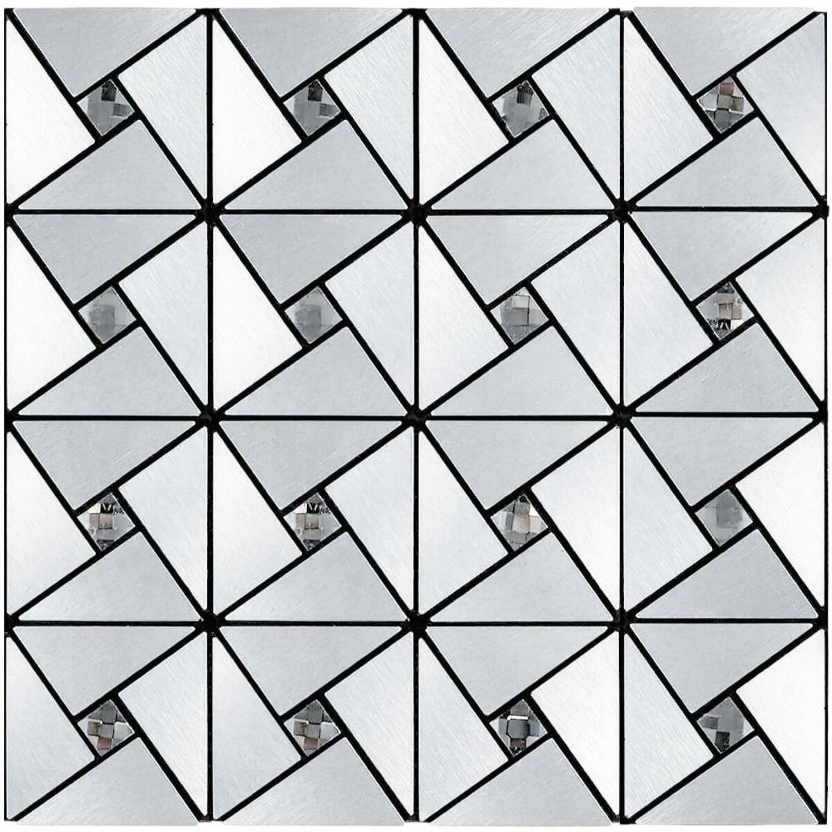 Самоклейна алюмінієва плитка 300х300х3мм Срібло зі стразами декор, Алюмінієва плитка для ванної 300х300 мм, фото 1