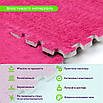 Плюшеві підлогові пазли 300х300 мм 10 мм EVA м'який ворс Рожевий, Килимок пазл дитячий м'який, фото 4