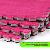 Плюшеві підлогові пазли 300х300 мм 10 мм EVA м'який ворс Рожевий, Килимок пазл дитячий м'який, фото 5