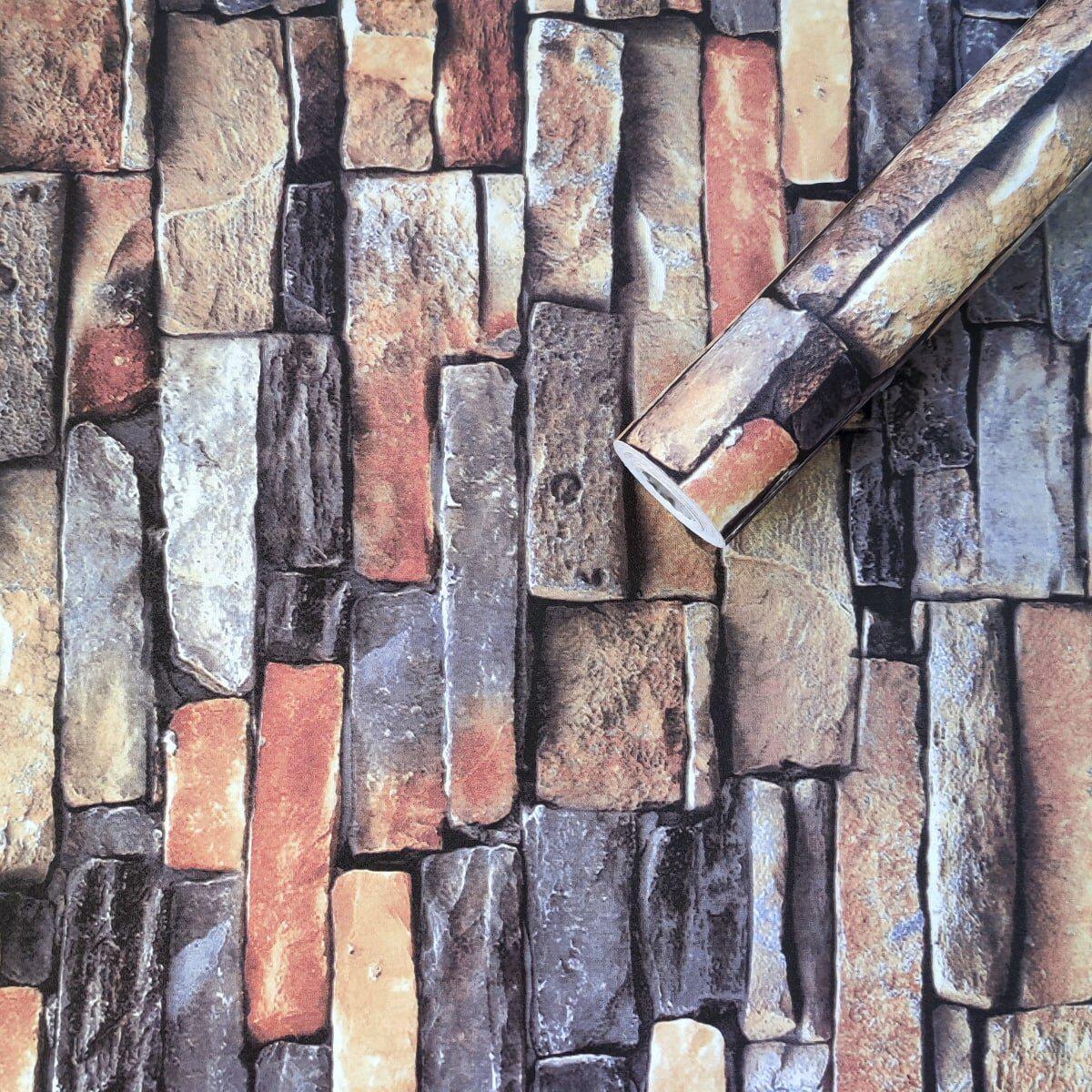 Самоклейна плівка ПВХ 45 см х 10 м 0.07 мм матова Катеринославський камінь, Плівка для меблів 45 смх10 м, фото 1