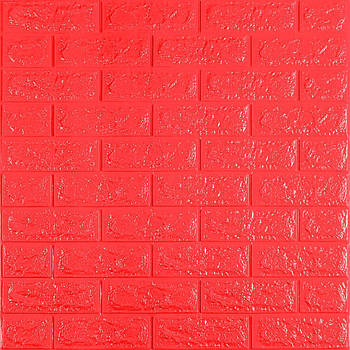3D панелі 700x770x7мм Цегляний спінений поліпропілен Лак Вологостійка, Самоклейні панелі 700x770мм Червоний