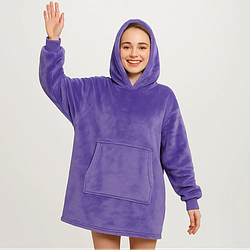 Толстовка-плед з капюшоном Huggle Hoodie Ultra Plush Blanket | Плюшева кофта | Плед із рукавами Oversize Фіолетовий