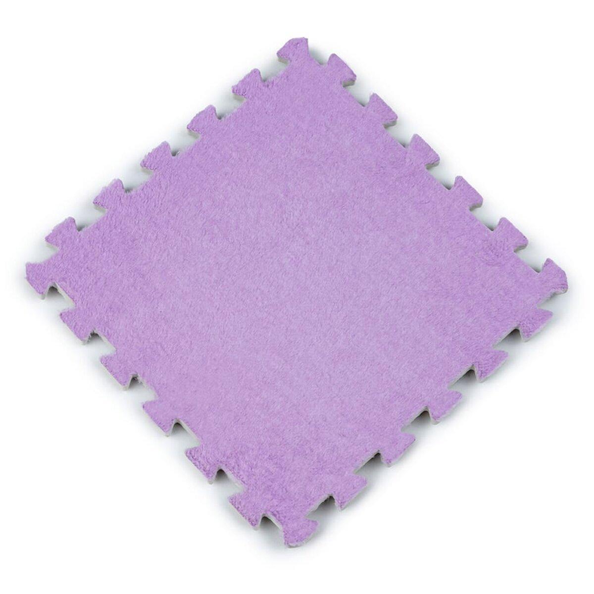 Підлоговий пазл плюшевий 300х300 мм EVA 10 мм м'який ворс Фіолетовий, Дитячий килимок антиковзний, фото 1