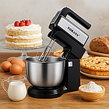 Планетарний міксер-тестоміс 2000Вт із металевою чашею 6 л SK-05008, 6 швидкостей, 3 насадки, фото 2