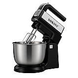 Планетарний міксер-тестоміс 2000Вт із металевою чашею 6 л SK-05008, 6 швидкостей, 3 насадки, фото 3