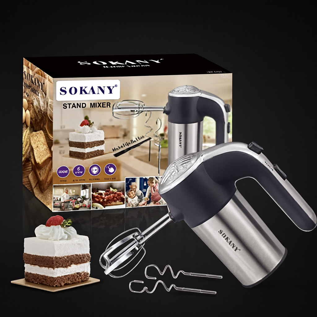 Ручний міксер Sokany LH-952, 800 Вт, 5 швидкостей + Турбо, насадки для тесту та збивання, фото 1