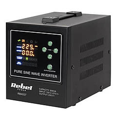 Джерело безперебійного живлення REBEL POWER-800 LFP4 (ІБП) Rebel 500/800W 12v (Чорний) RB-4027 (LiFePo4)