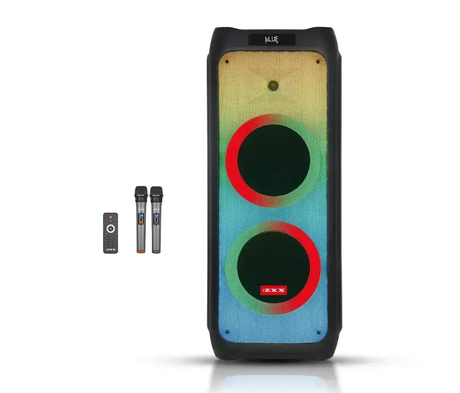 Акустична колонка ZXX 100 Вт 2×10″ — портативна Bluetooth система з мікрофонами, TWS, FM, USB, TF, LED, REC, ДК, фото 1