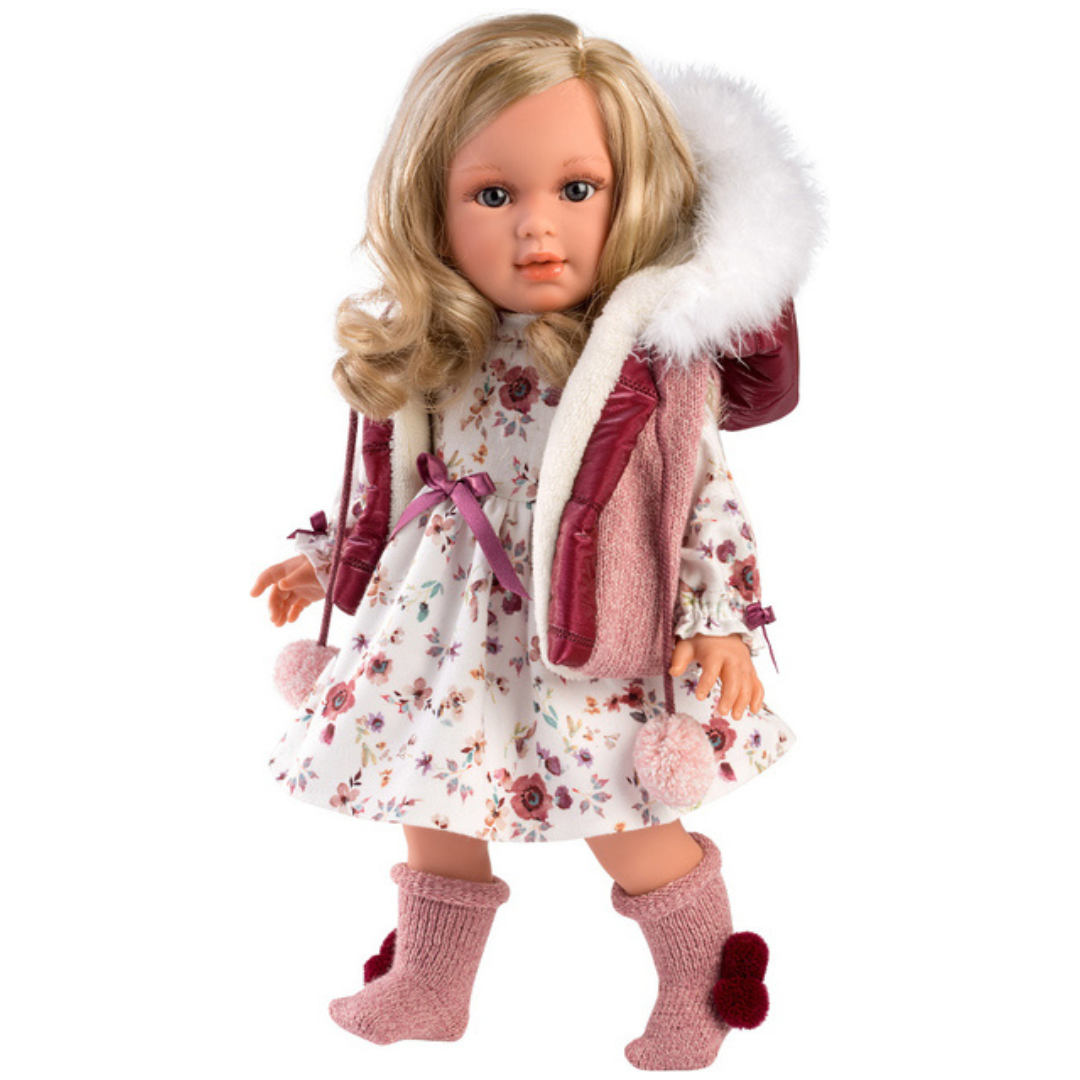 Іспанська Лялька Llorens Колекційна Вінілова Дівчинка зі Світлим Волоссям в Сукні та Жилетці Ллоренс 40 см, фото 1