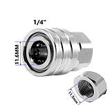 Фітинг БРС гідравлічний 1/4, ущільнювач STD, для мийок високого тиску, нержавійка, фото 4