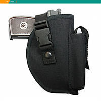 Кобура універсальна поясна чорна з кишенею для магазину (014)