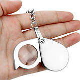 Скло збільшувальне 30x кишенькове міні лупа брелок, лінза акрил, фото 3