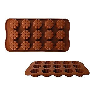 Форма для льоду та шоколаду Gusto Квіточки GT-S-218 21х11х1,5 см коричнева ID 5143453