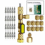 Вентиль для заміни золотників під тиском 1/4 і 5/16, 20 золотників, 10 ковпачків, фото 6