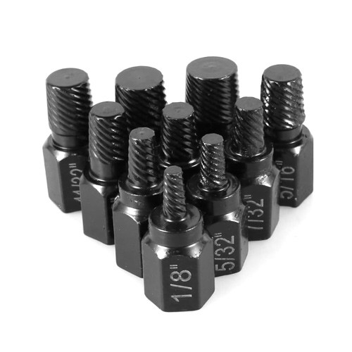 Набір біт-екстракторів 10шт, 1/8-13/22 для видалення пошкоджених болтів, сталь, фото 1