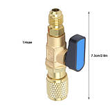Кран для заправочного шланга під фреон R22, 1/4 SAE, прямий, латунь, фото 5
