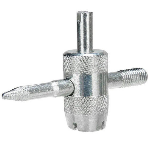 Ключ для ремонту клапанів шин ніпелів авто 4в1, нарізувач різі, метал, фото 1