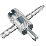 Ключ для ремонту клапанів шин ніпелів авто 4в1, нарізувач різі, метал, фото 2