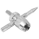 Ключ для ремонту клапанів шин ніпелів авто 4в1, нарізувач різі, метал, фото 4