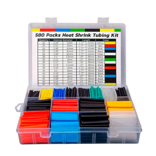 Термозбіжна трубка 580шт термоусадка 11 розмірів 6 кольорів, набір, фото 1
