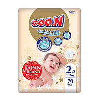 Підгузки Goo.N Premium Soft для дітей (розмір 2(S), 3-6 кг, 70 шт)