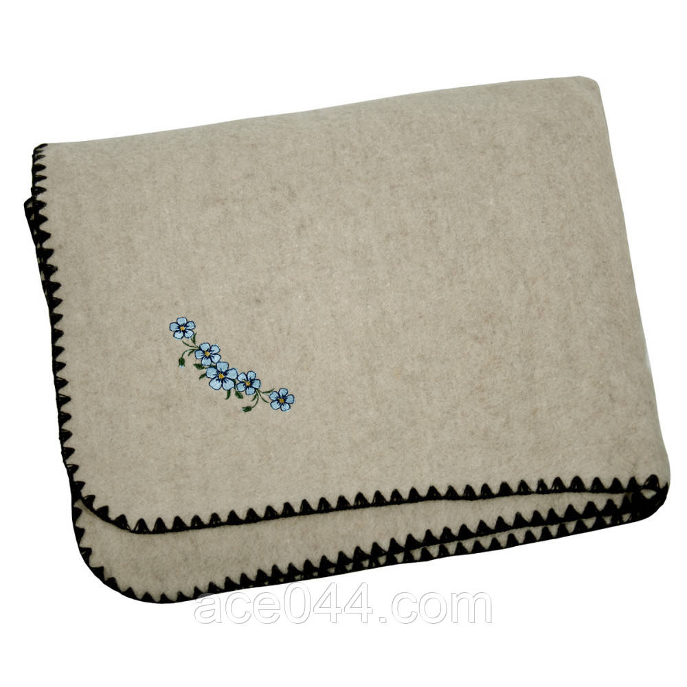 Ковдра овеча вовна льон з вишивкою Ярослав, фото 1