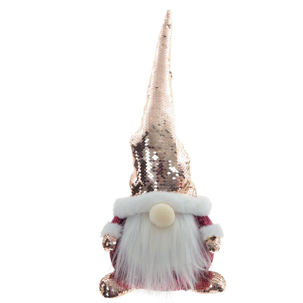 М'яка новорічна іграшка BonaDiГном хлопчик 50 см Фігурка декоративна Пурпурова, фото 1