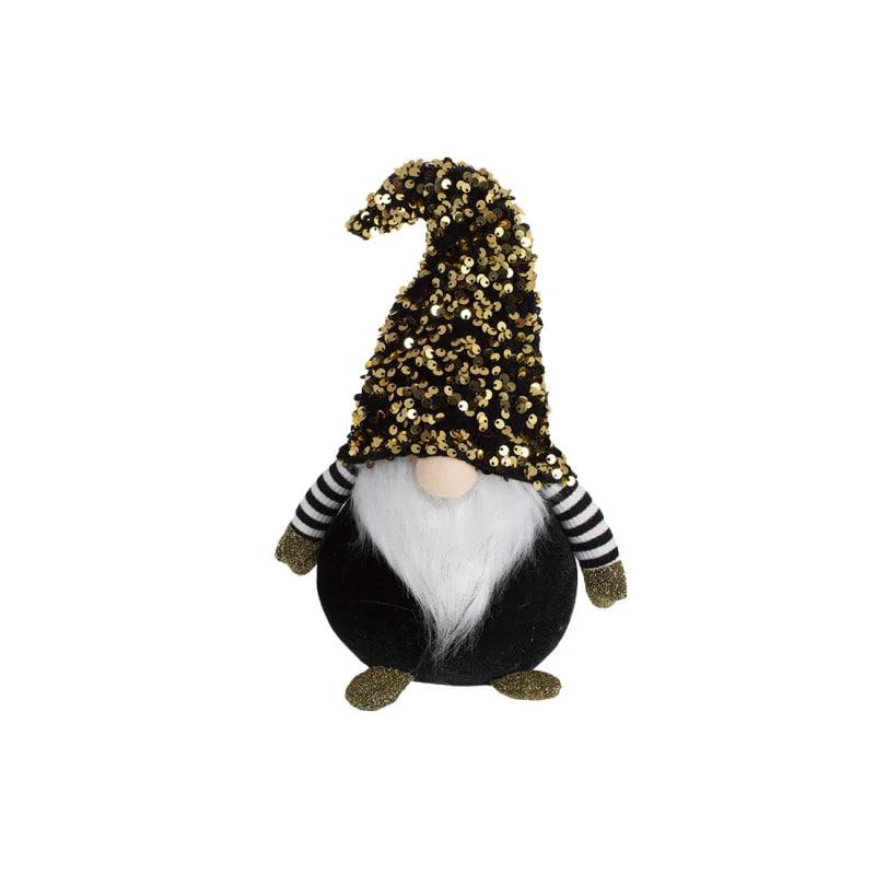 Новорічна м'яка іграшка BonaDi Гном 49 см з паєтками Декоративна фігурка Чорна, фото 1