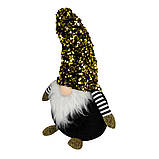 Новорічна м'яка іграшка BonaDi Гном 49 см з паєтками Декоративна фігурка Чорна, фото 2