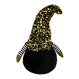 Новорічна м'яка іграшка BonaDi Гном 49 см з паєтками Декоративна фігурка Чорна, фото 4