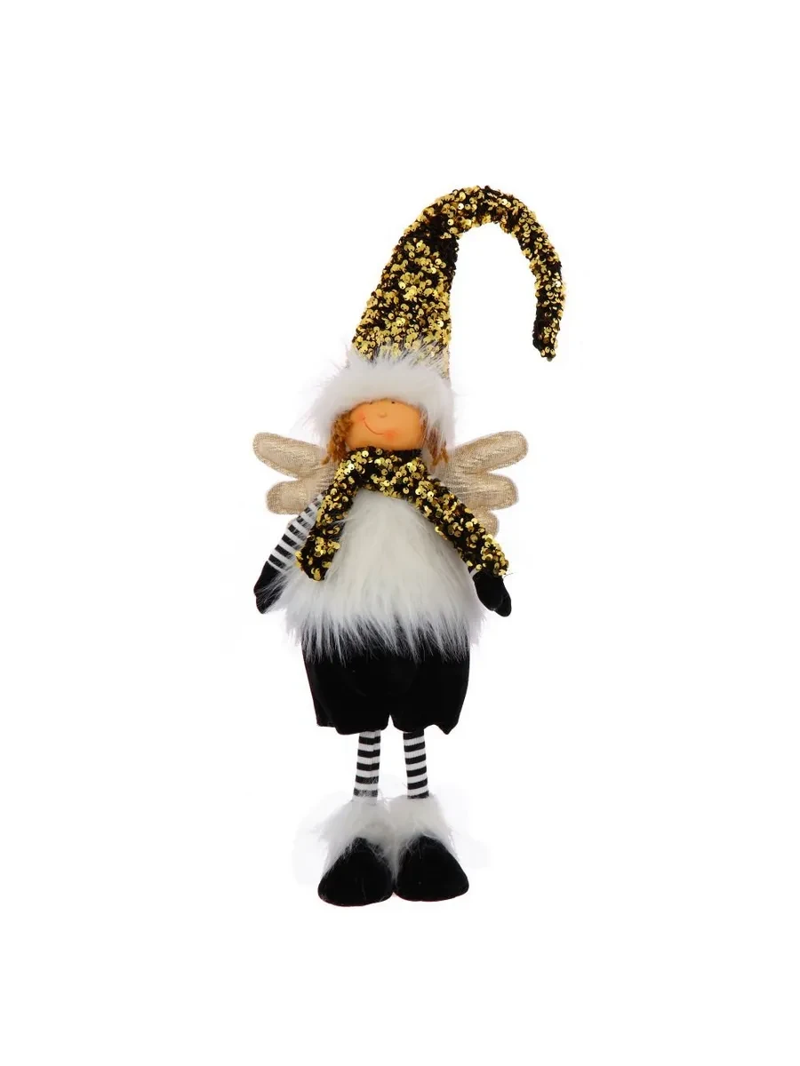 Новорічна м'яка іграшка BonaDi Ангел хлопчик 75 см з паєтками Декоративна фігурка Чорна, фото 1