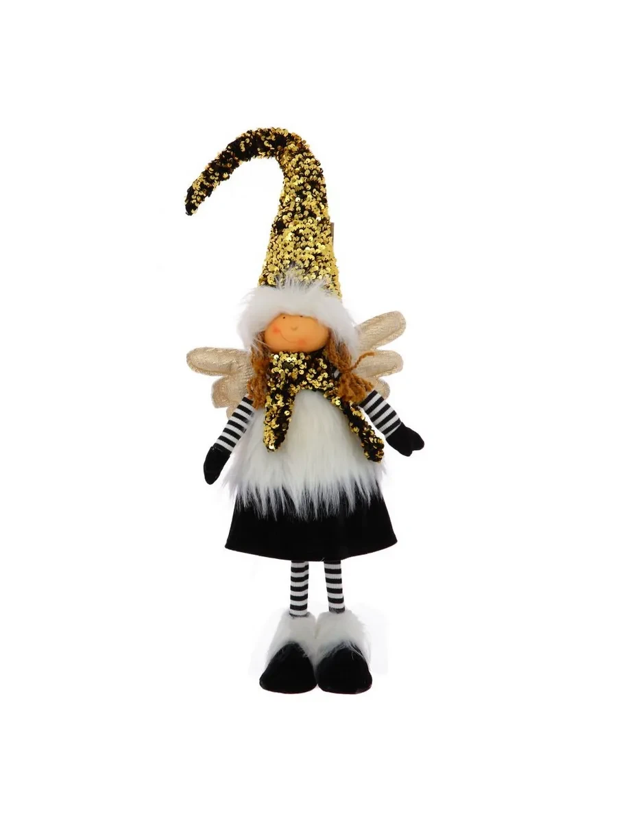 Новорічна м'яка іграшка BonaDi Ангел дівчинка 75 см з паєтками Декоративна фігурка Чорна, фото 1