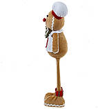 М'яка новорічна іграшка BonaDi Пряниковий чоловічок 39 см з білою шапочкою Фігурка декоративна Бежева, фото 2