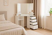 Туалетний столик Chomik TRIO кутовий з дзеркалом білий