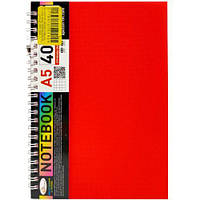 Блокнот А5, 40 л., пластик, пружина сбоку (КРАСНЫЙ)