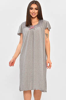 Нічна сорочка жіноча напівбатальна сірого кольору з принтом 206456M