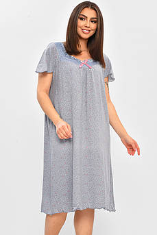 Нічна сорочка жіноча напівбатальна блакитного кольору з принтом 206457M