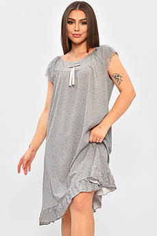 Нічна сорочка жіноча напівбатальна сірого кольору з принтом 206458M