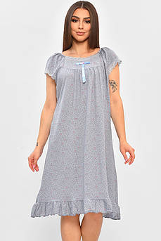 Нічна сорочка жіноча напівбатальна блакитного кольору з принтом 206459M