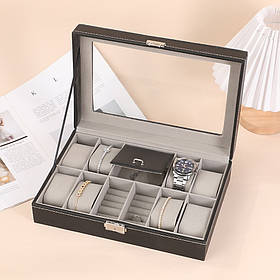 Скринька для прикрас, аксесуарів і коштовностей футляр для зберігання зі штучної шкіри 30.3х20.3х8 см