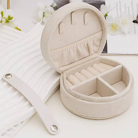 Органайзер-шкатулка для прикрас футляр для зберігання коштовностей і аксесуарів органайзер 10х9х5 см оксамит, бежевий