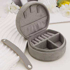 Органайзер-шкатулка для прикрас футляр для зберігання коштовностей і аксесуарів органайзер 10х9х5 см оксамит, сірий